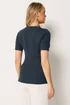 Long Tall Sally Navy Blue Ribbed Button T-Shirt - 20 Image 3