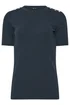 Long Tall Sally Navy Blue Ribbed Button T-Shirt - 20 Image 5