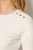 Long Tall Sally Ivory White Ribbed Button T-Shirt - 16 Image 4