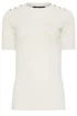 Long Tall Sally Ivory White Ribbed Button T-Shirt - 16 Image 5