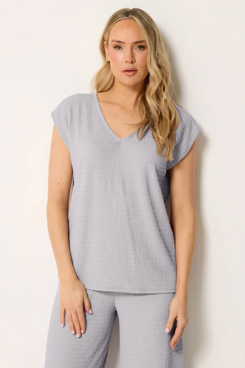 Long Tall Sally Light Grey Textured Top - 18 Image 1