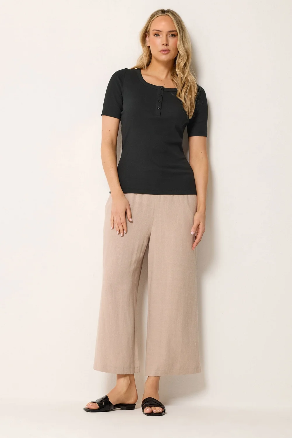 Long Tall Sally Black Ribbed T-Shirt - 16 Image 2