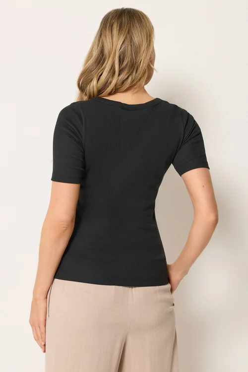 Long Tall Sally Black Ribbed T-Shirt - 16 Image 3