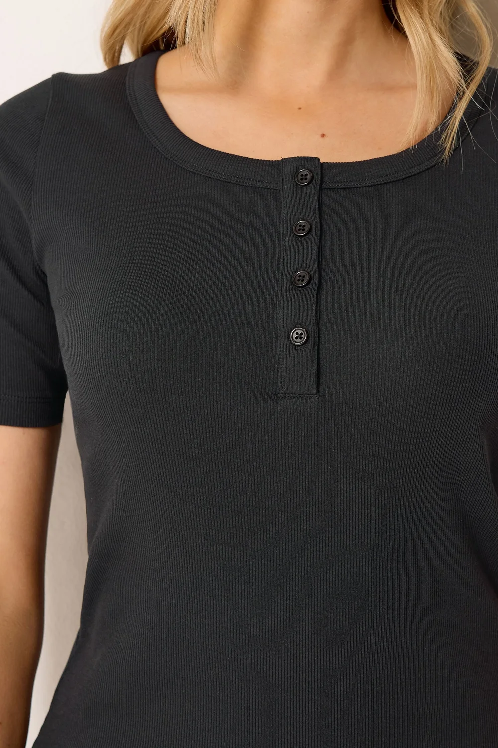 Long Tall Sally Black Ribbed T-Shirt - 16 Image 4