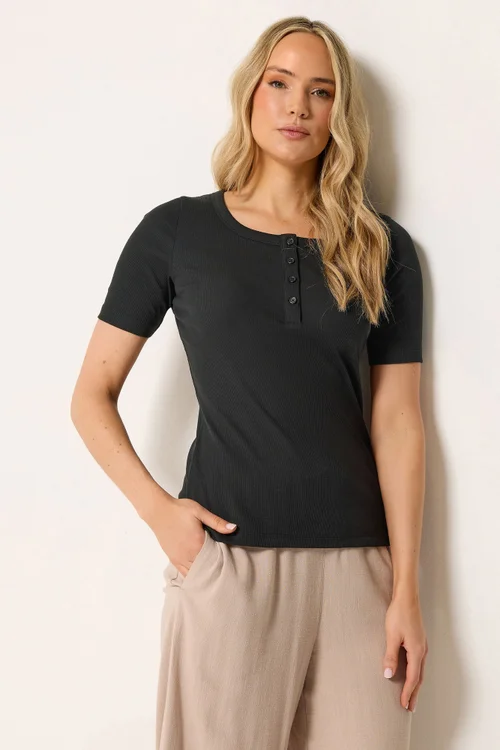 Long Tall Sally Black Ribbed T-Shirt - 16 Image 1