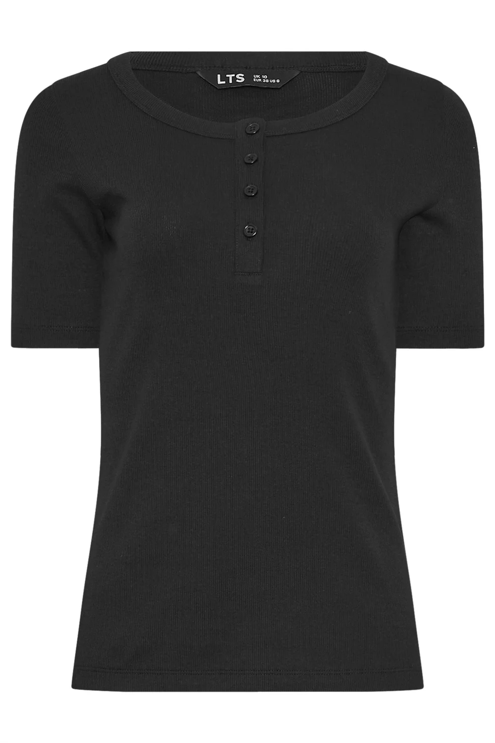 Long Tall Sally Black Ribbed T-Shirt - 16 Image 5