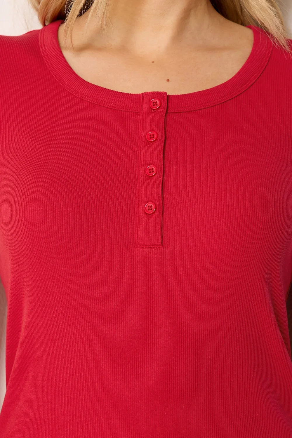 Long Tall Sally Red Ribbed T-Shirt - 22-24 Image 4