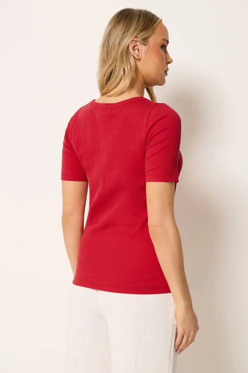 Long Tall Sally Red Ribbed T-Shirt - 22-24 Image 3