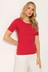 Long Tall Sally Red Ribbed T-Shirt - 22-24 Image 1