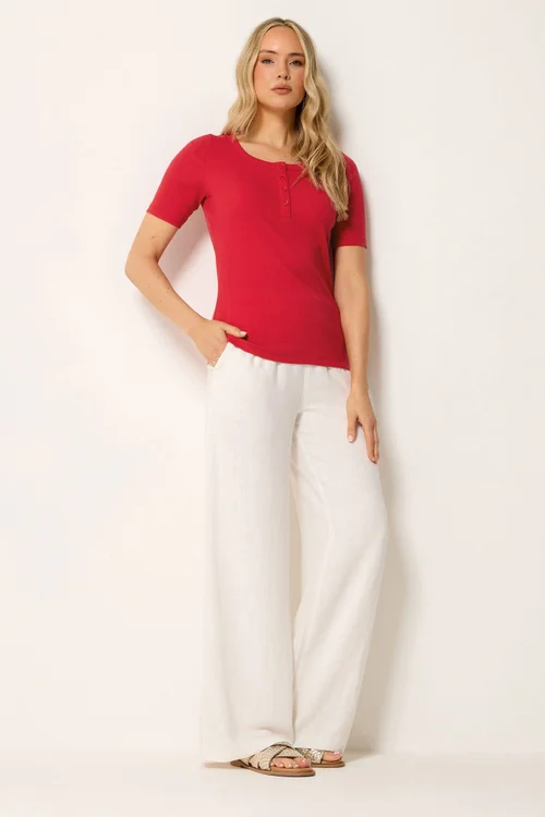 Long Tall Sally Red Ribbed T-Shirt - 22-24 Image 2