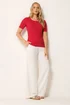 Long Tall Sally Red Ribbed T-Shirt - 22-24 Image 2