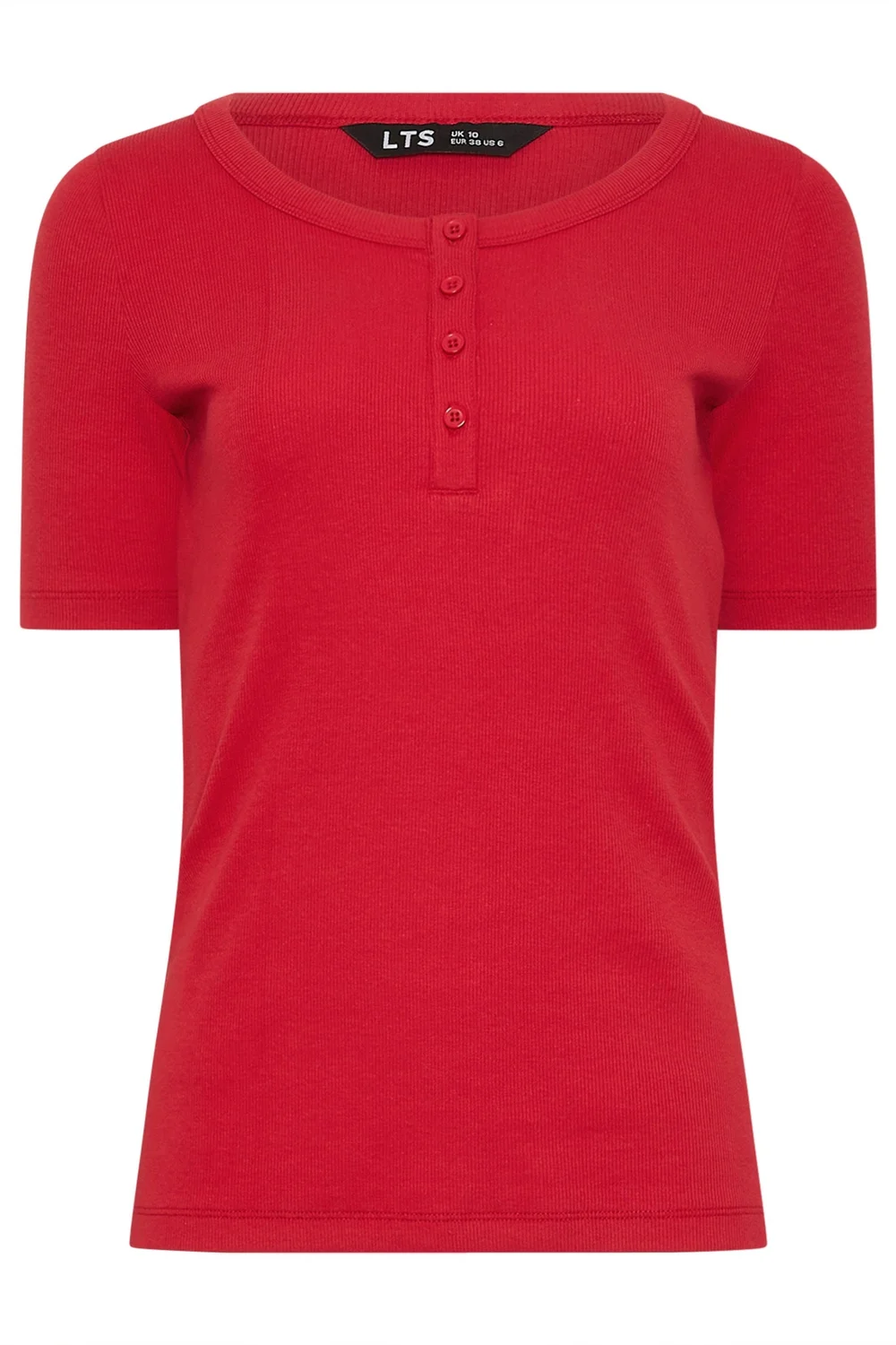Long Tall Sally Red Ribbed T-Shirt - 22-24 Image 5