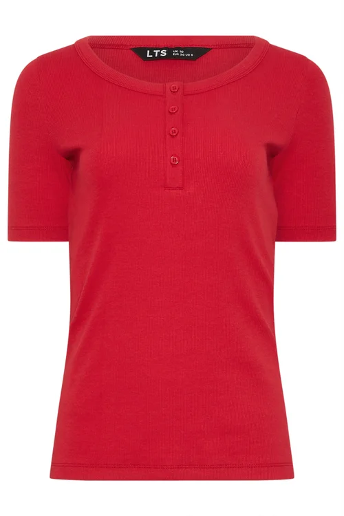 Long Tall Sally Red Ribbed T-Shirt - 22-24 Image 5