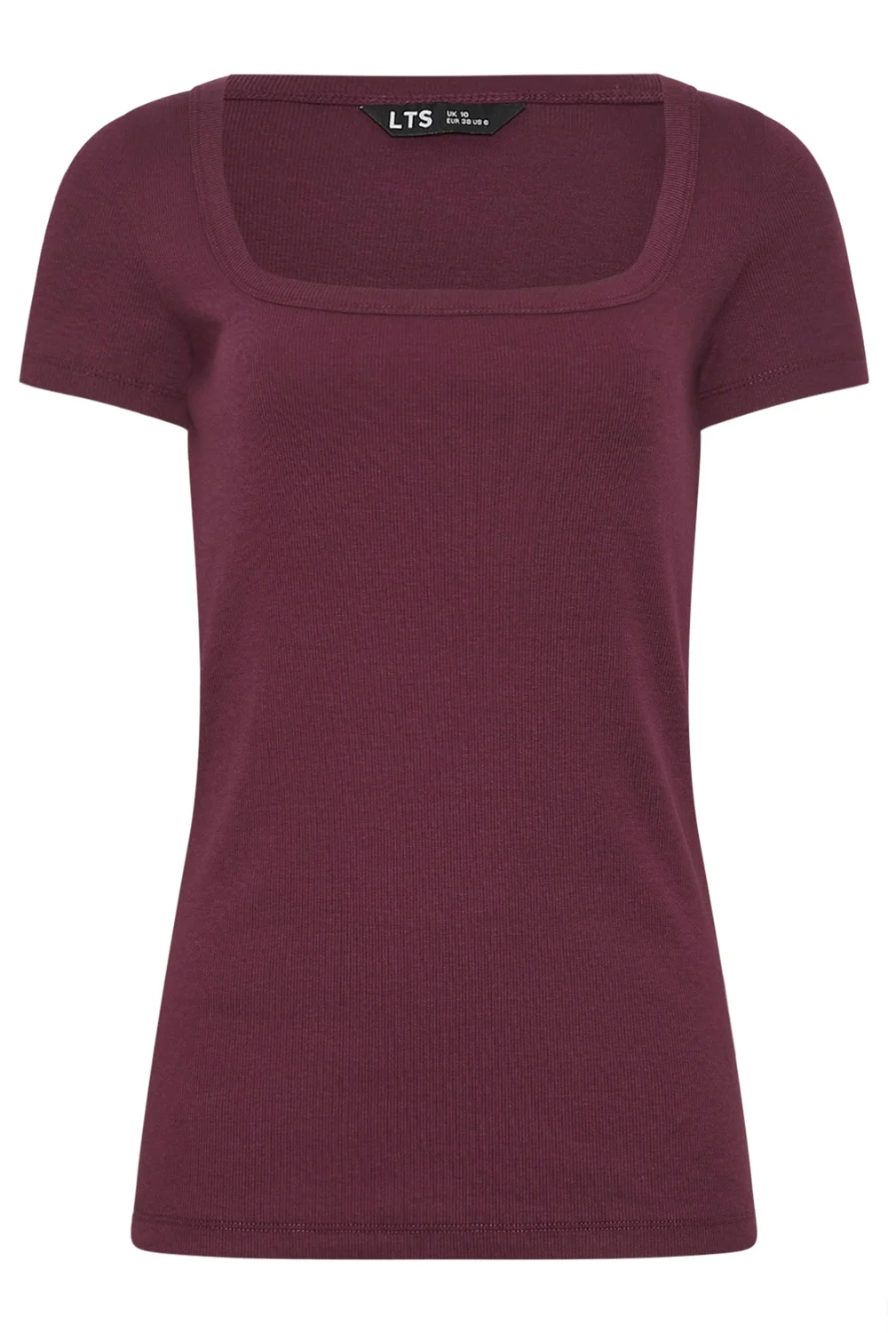 Long Tall Sally Plum Purple Square Neck Ribbed T-Shirt - 18 Image 5