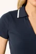 Long Tall Sally Navy Blue Contrast Collar Polo Top - 14 Image 4