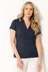 Long Tall Sally Navy Blue Contrast Collar Polo Top - 14 Image 1