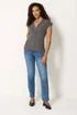 M&Co Black Polka Dot Grown-On Sleeve Wrap Top - 14 Image 2
