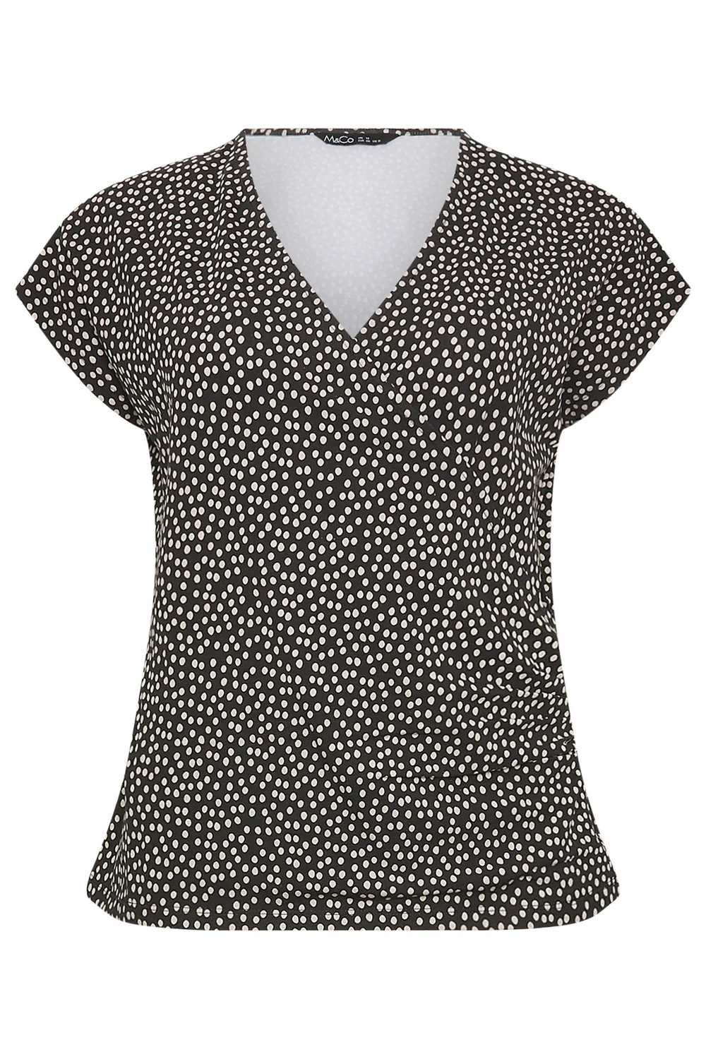 M&Co Black Polka Dot Grown-On Sleeve Wrap Top - 14 Image 5