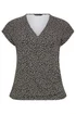 M&Co Black Polka Dot Grown-On Sleeve Wrap Top - 14 Image 5