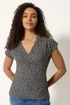 M&Co Black Polka Dot Grown-On Sleeve Wrap Top - 14 Image 1