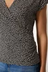 M&Co Black Polka Dot Grown-On Sleeve Wrap Top - 14 Image 4