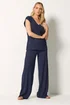 Long Tall Sally Navy Blue Textured Top - 16 Image 2