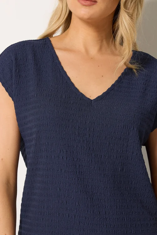 Long Tall Sally Navy Blue Textured Top - 16 Image 4