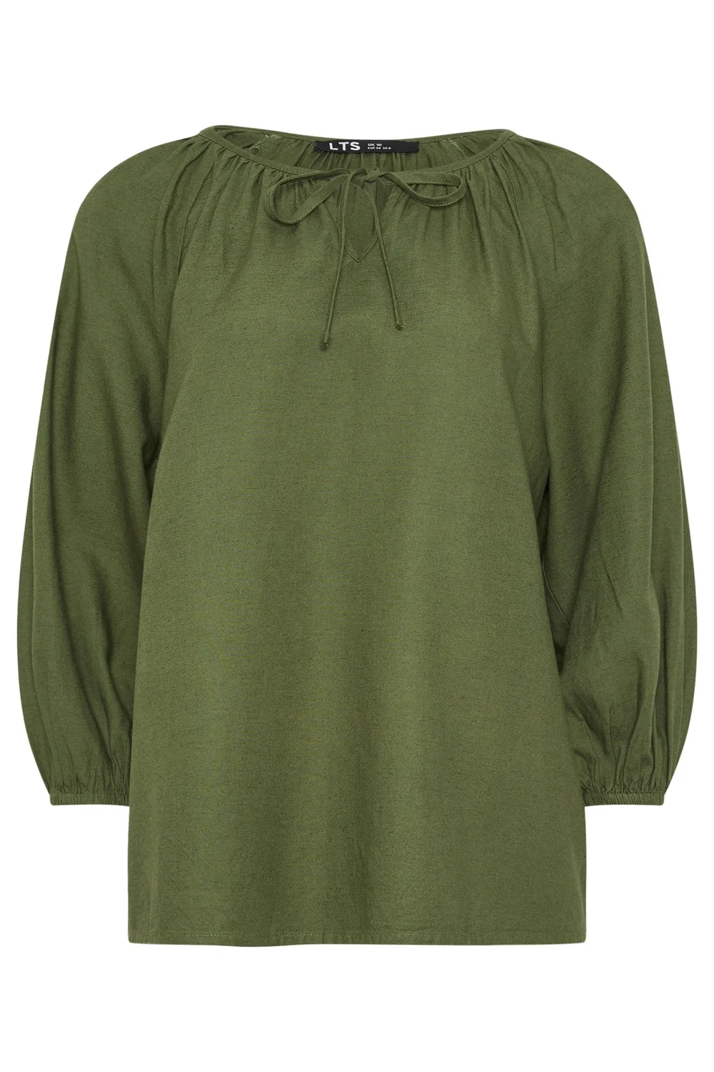 Long Tall Sally Khaki Green Linen Blouse - 14 Image 2