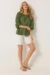 Long Tall Sally Khaki Green Linen Blouse - 14 Image 5