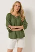Long Tall Sally Khaki Green Linen Blouse - 14 Image 4