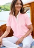 Cotton Traders Chalk Pink Ladies Heritage Short Sleeve Rugby Shirt - 16 Image 1