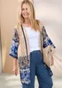 Cotton Traders Steel Blue Long Printed Kimono - 20 Image 1