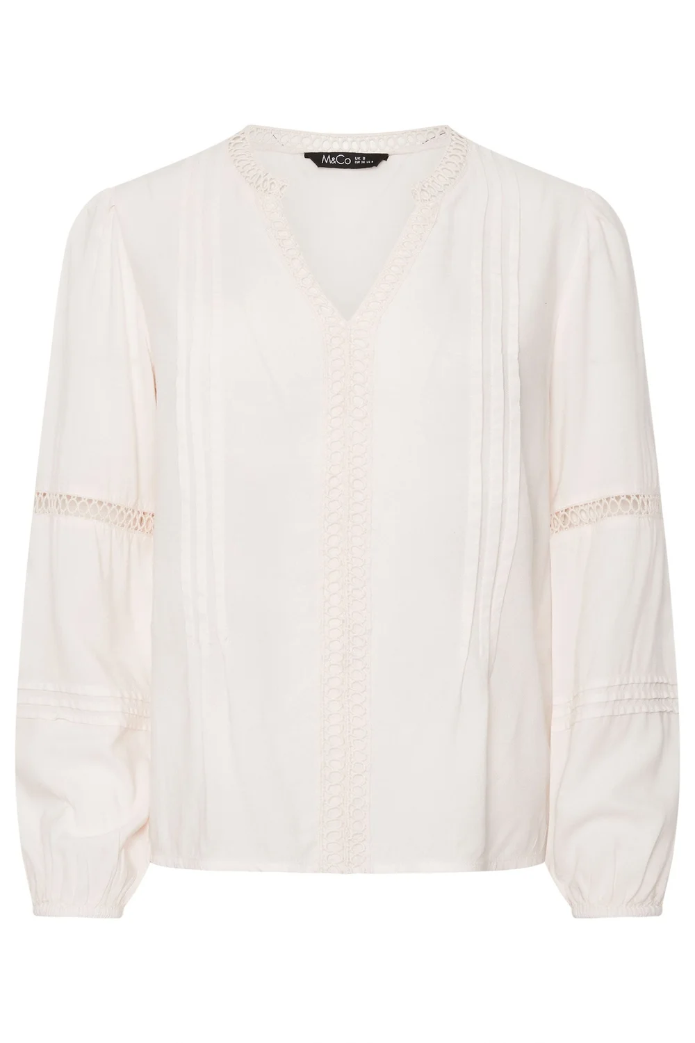 M&Co Petite Ivory White Crochet Trim Pintuck Blouse - 18 Image 4