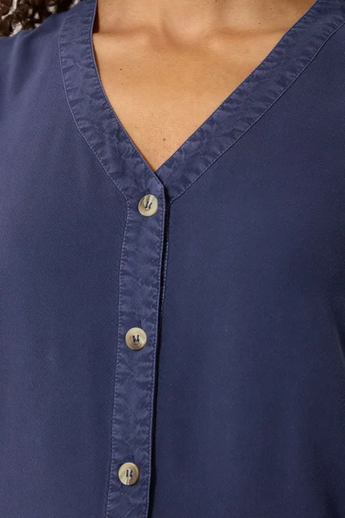 M&Co Blue Button Through Sleeveless Blouse - 14 Image 4