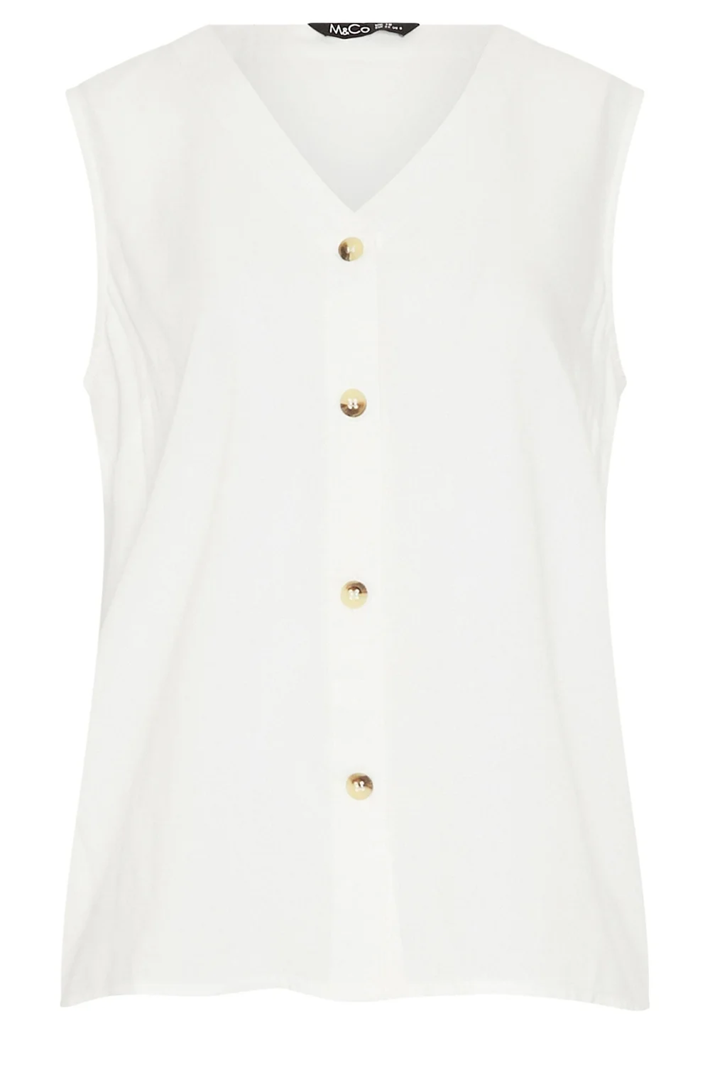 M&Co White Button Through Sleeveless Blouse - 14 Image 5