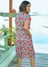 Cotton Traders Dusky Blue Printed Crinkle Knee Length Dress - 20 Image 3