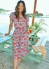 Cotton Traders Dusky Blue Printed Crinkle Knee Length Dress - 20 Image 1