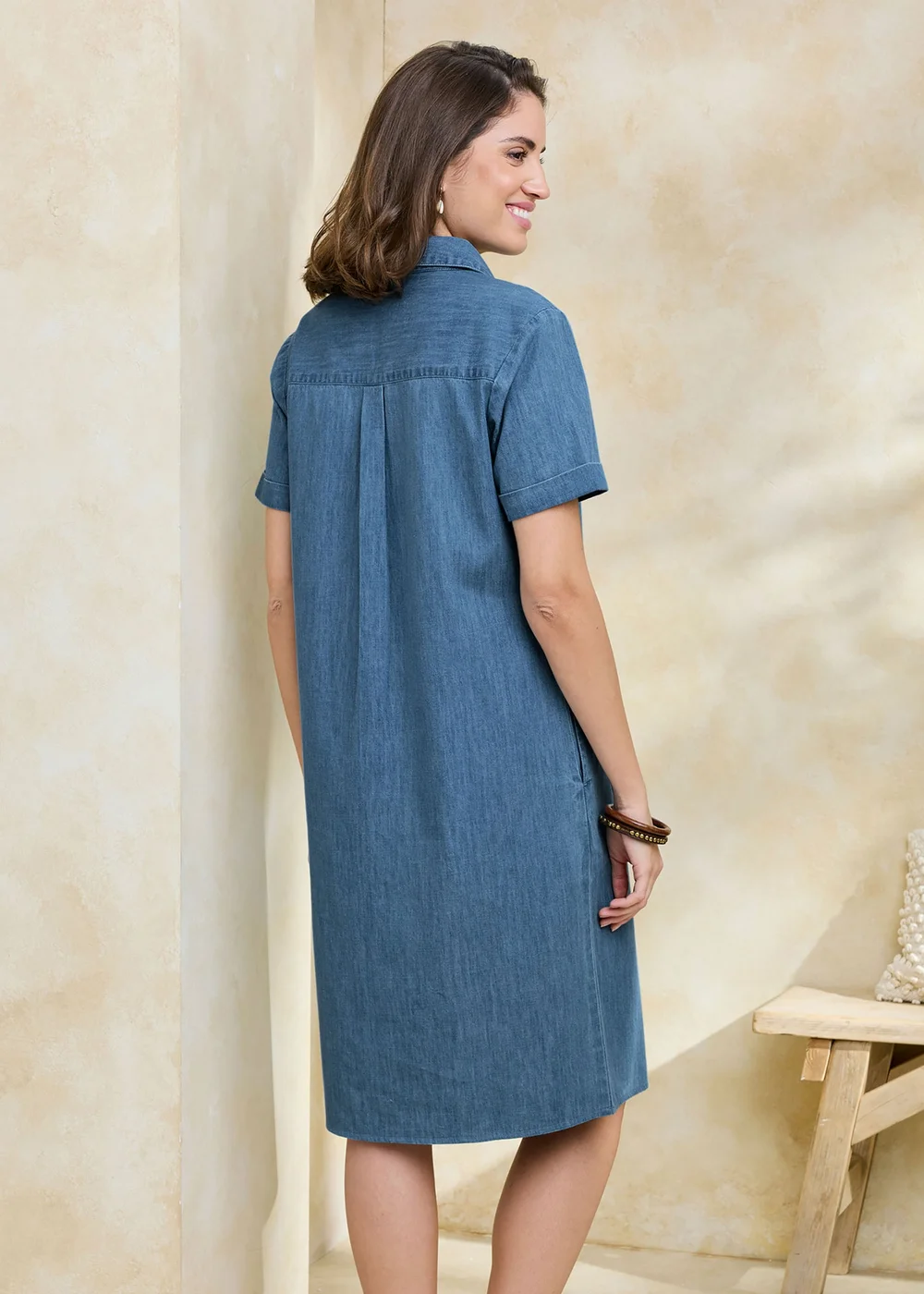 Cotton Traders Stonewash Denim Knee Length Dress - 20 Image 3