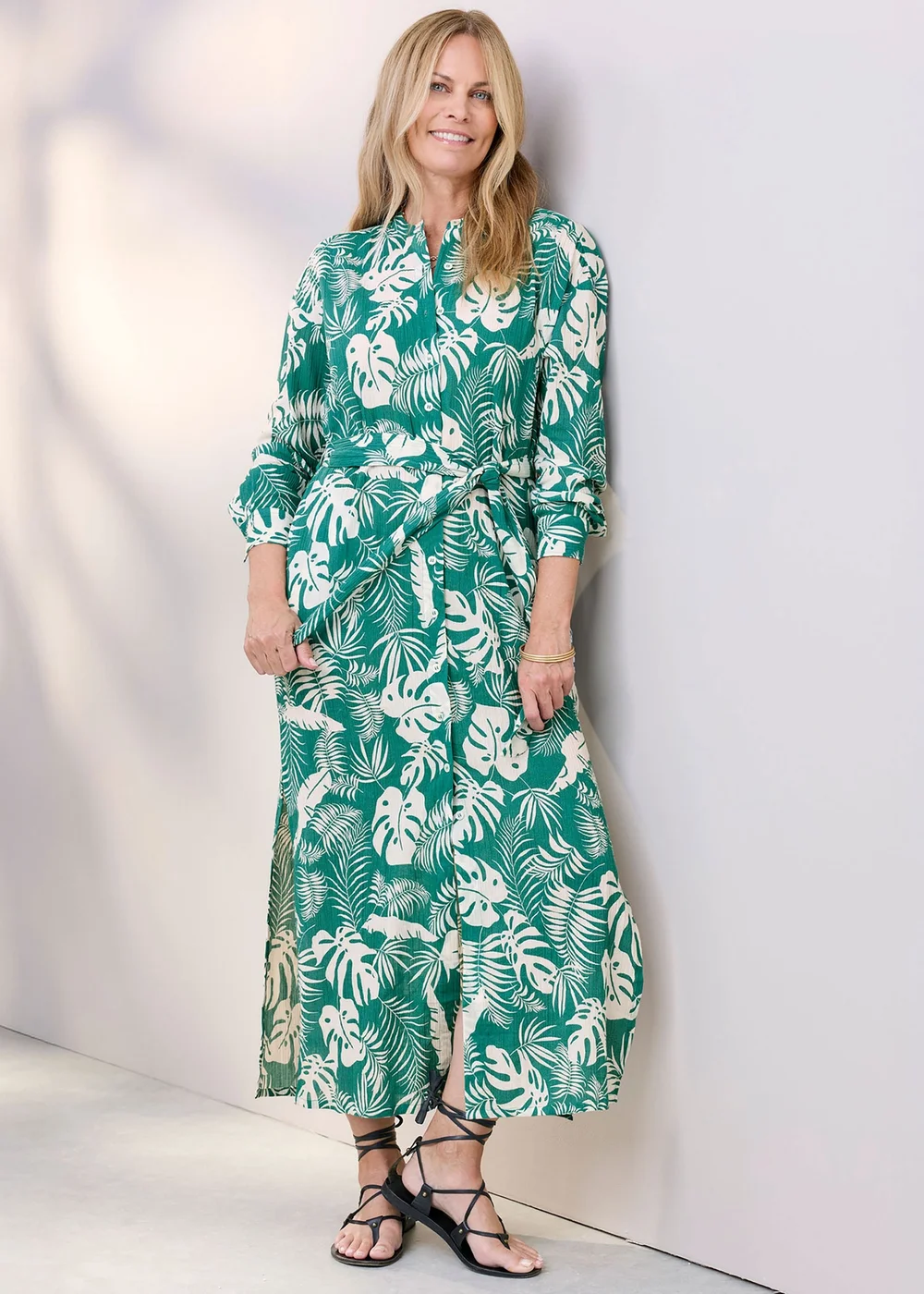 Cotton Traders Emerald Printed Maxi Shirt Dress - 10 Image 2