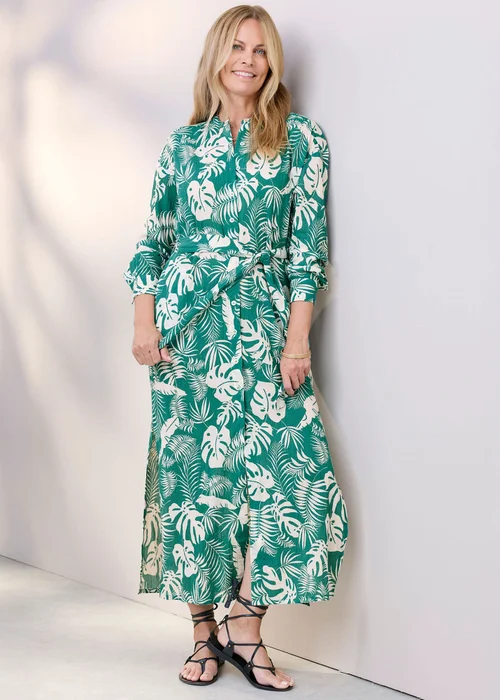 Cotton Traders Emerald Printed Maxi Shirt Dress - 10 Image 2