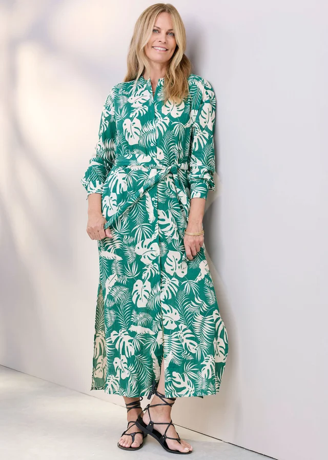 Cotton Traders Emerald Printed Maxi Shirt Dress