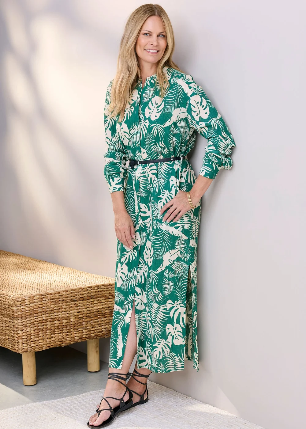 Cotton Traders Emerald Printed Maxi Shirt Dress - 10 Image 1