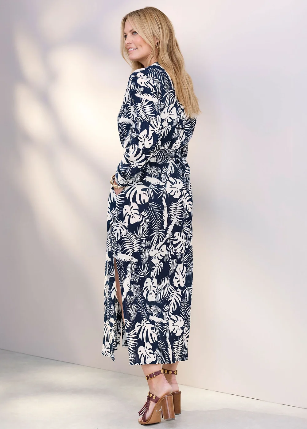 Cotton Traders Navy Printed Maxi Shirt Dress - 16 Image 3