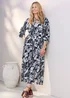 Cotton Traders Navy Printed Maxi Shirt Dress - 16 Image 2