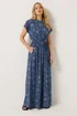 Long Tall Sally Blue Floral Shirred Waist Cotton Maxi Dress - 14 Image 2