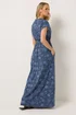 Long Tall Sally Blue Floral Shirred Waist Cotton Maxi Dress - 14 Image 4