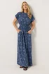 Long Tall Sally Blue Floral Shirred Waist Cotton Maxi Dress - 14 Image 3
