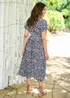 Cotton Traders Navy Printed Crinkle Midi Dress - 12 Image 3