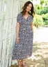 Cotton Traders Navy Printed Crinkle Midi Dress - 12 Image 2