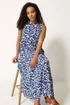 M&Co Navy Blue Abstract Print Cotton Tiered Maxi Dress - 16 Image 3